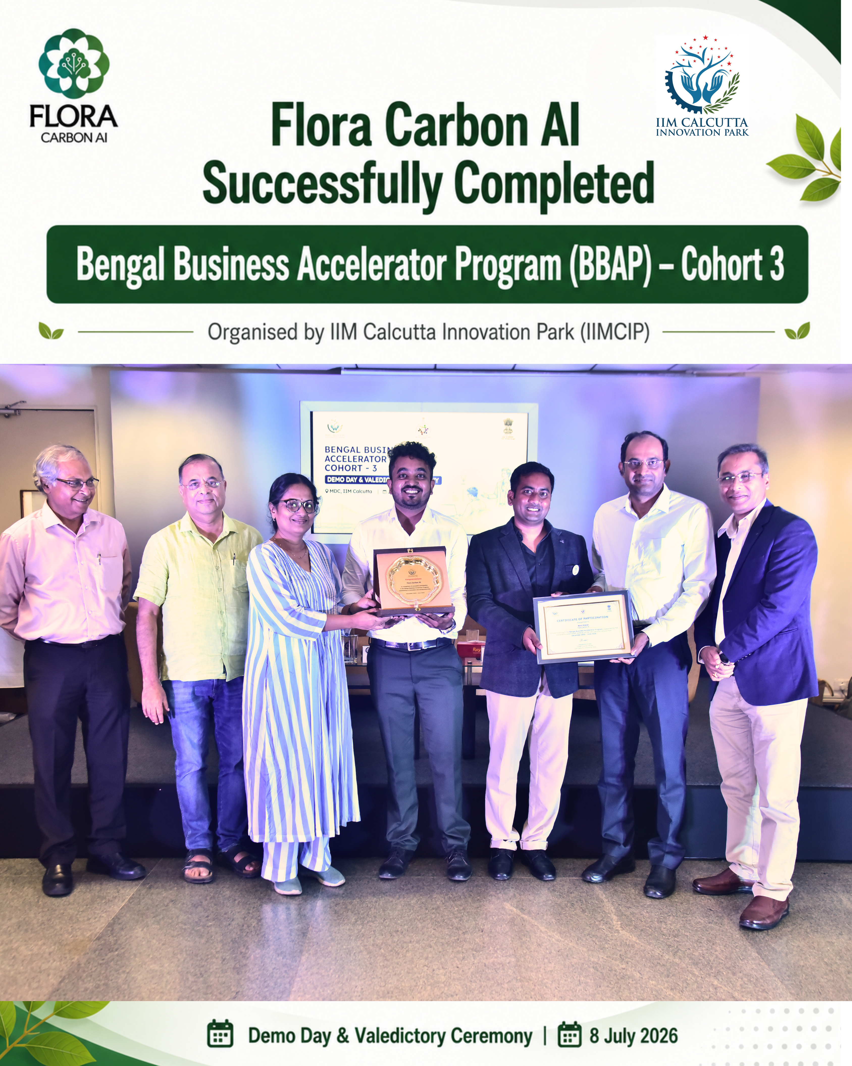 Flora Carbon AI completes the Bengal Business Accelerator Program at IIM Calcutta Innovation Park
