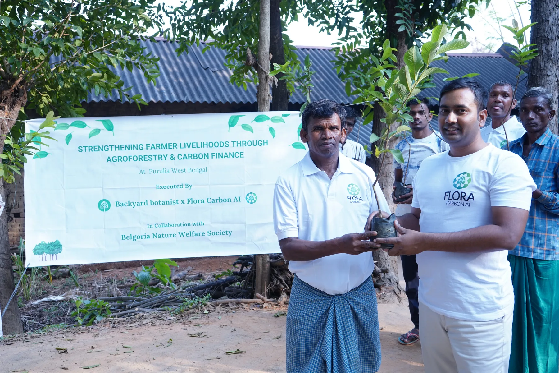 Sapling handover in Flora Carbon AI's West Bengal agroforestry programme