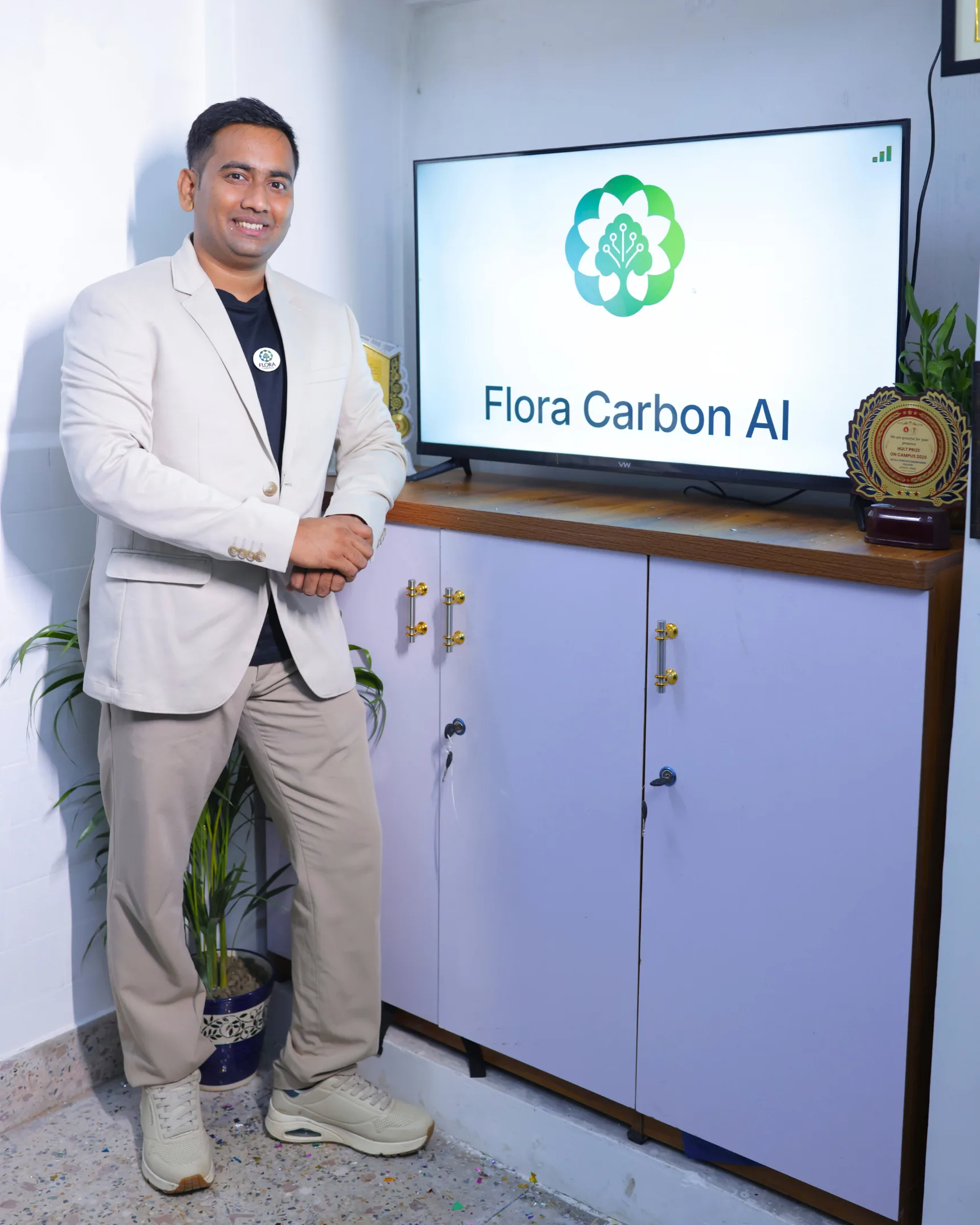 Manir Dhabak, founder of Flora Carbon AI, at the new Kolkata office inauguration