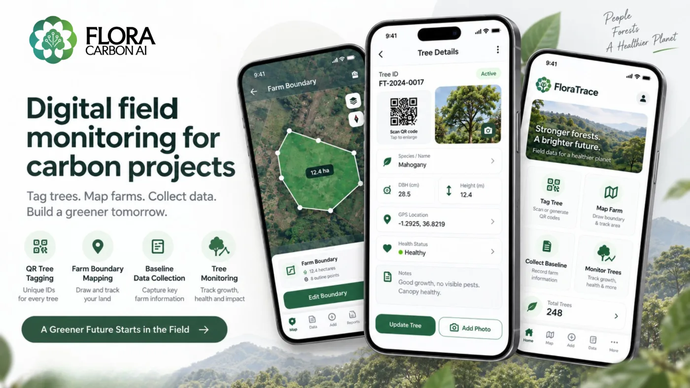 Field data collection and carbon monitoring on a project site
